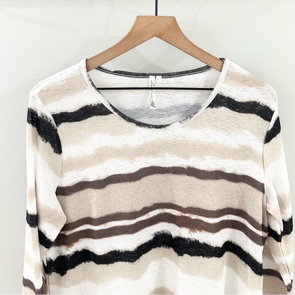 Lulu-B Abstract Stripe Dye Print Tunic Tan Brown Size Medium - Picture 2 of 5